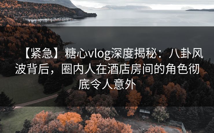 【紧急】糖心vlog深度揭秘：八卦风波背后，圈内人在酒店房间的角色彻底令人意外