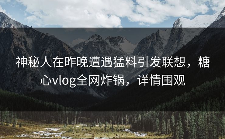 神秘人在昨晚遭遇猛料引发联想，糖心vlog全网炸锅，详情围观