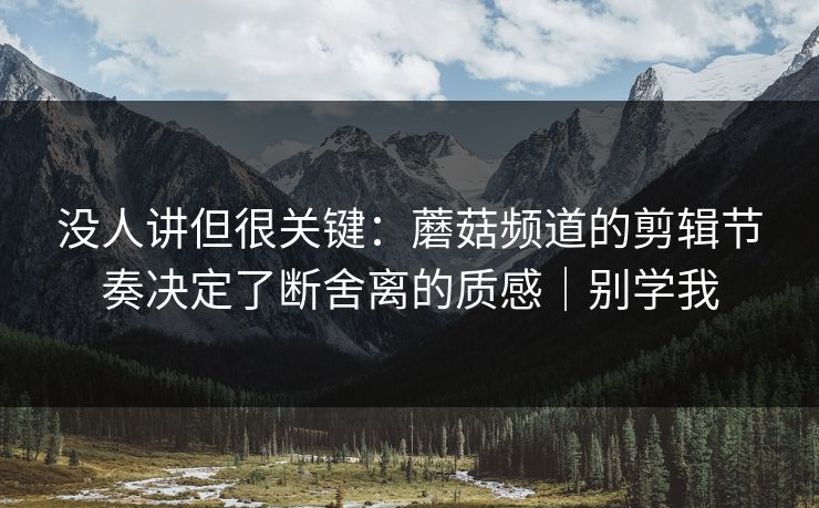 没人讲但很关键：蘑菇频道的剪辑节奏决定了断舍离的质感｜别学我