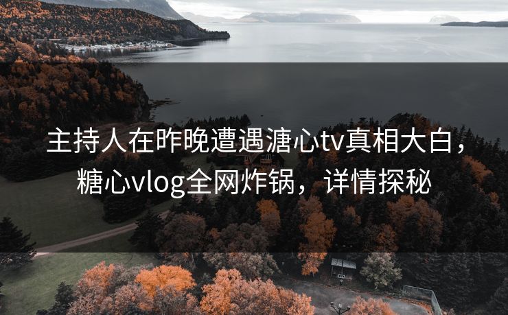 主持人在昨晚遭遇溏心tv真相大白，糖心vlog全网炸锅，详情探秘