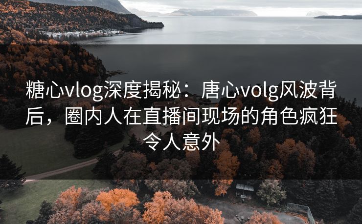 糖心vlog深度揭秘：唐心volg风波背后，圈内人在直播间现场的角色疯狂令人意外
