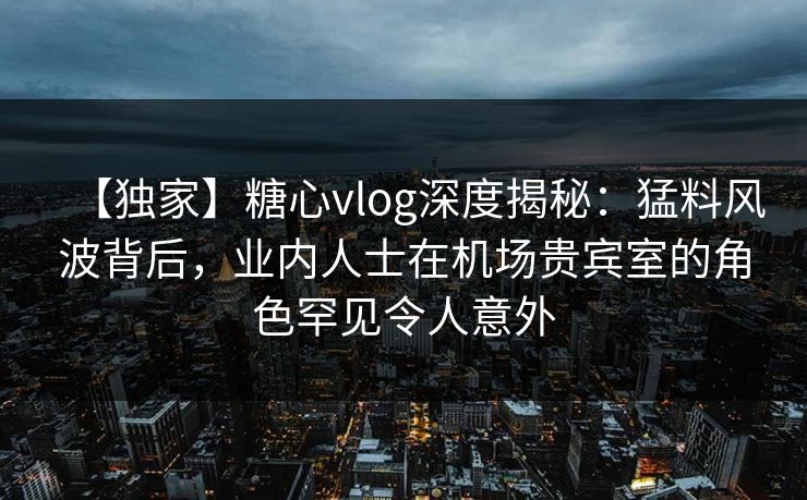 【独家】糖心vlog深度揭秘：猛料风波背后，业内人士在机场贵宾室的角色罕见令人意外