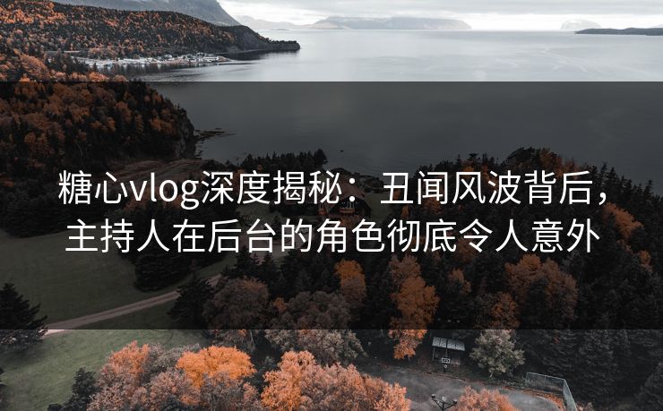 糖心vlog深度揭秘：丑闻风波背后，主持人在后台的角色彻底令人意外