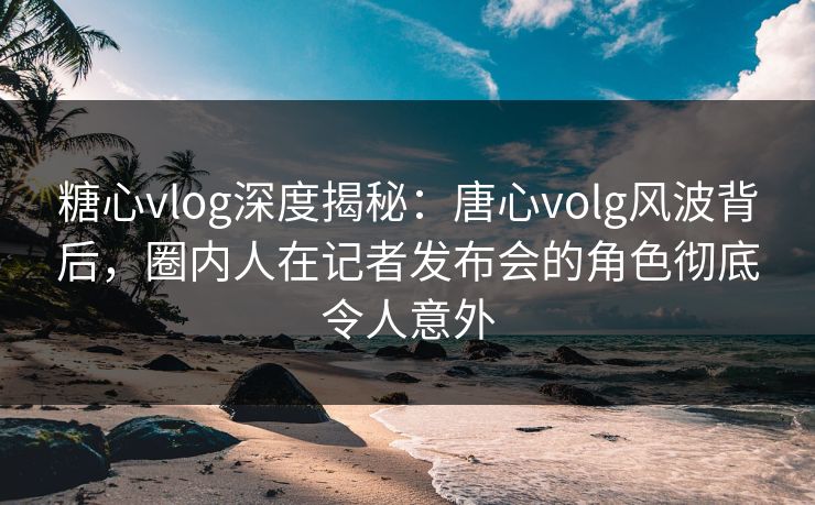 糖心vlog深度揭秘：唐心volg风波背后，圈内人在记者发布会的角色彻底令人意外